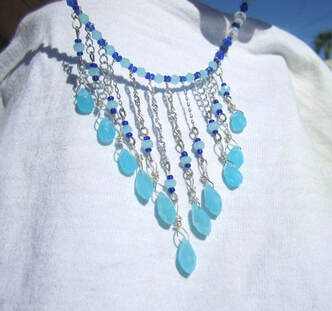 Sky blue handcrafted crystal choker picture