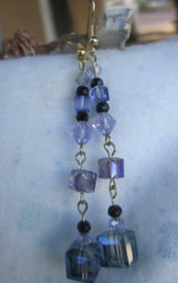 Purple & Lilac  long dangle cube earrings  Picture